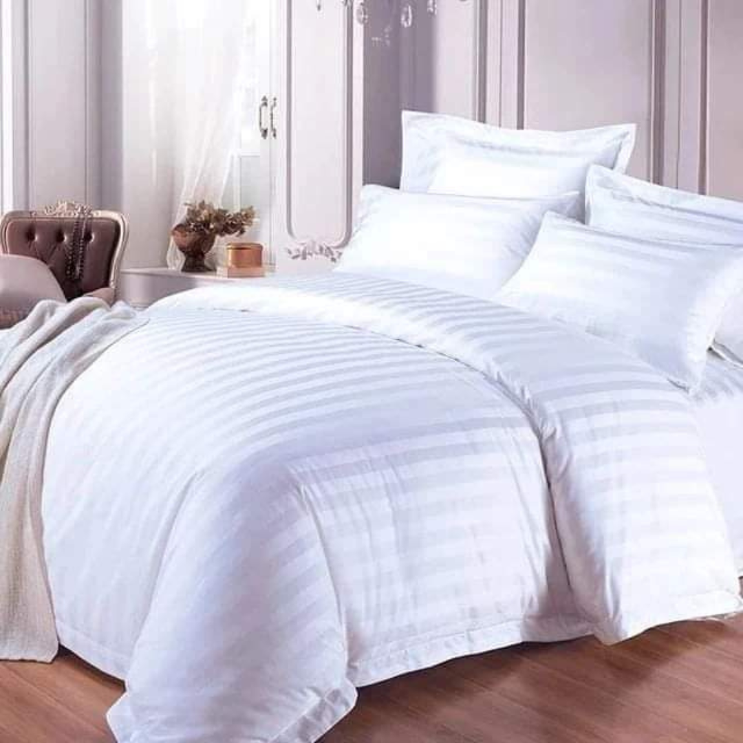 4 Pc Striped Binded Duvet (7x8 White)  
